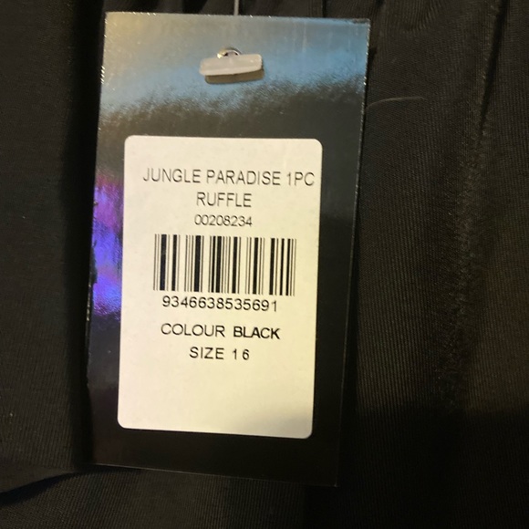 Avenue New/Tags Jungle Paradise 1 Piece Ruffle Swimsuit in Black Size 16 Women's - Picture 5 of 6